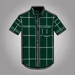 loose dark green plaid shirt image